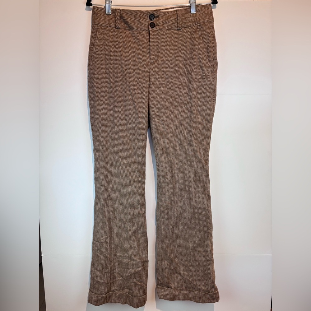 Banana Republic The Martin Fit Brown Herringbone Wool Blend Dress Pants Size 6